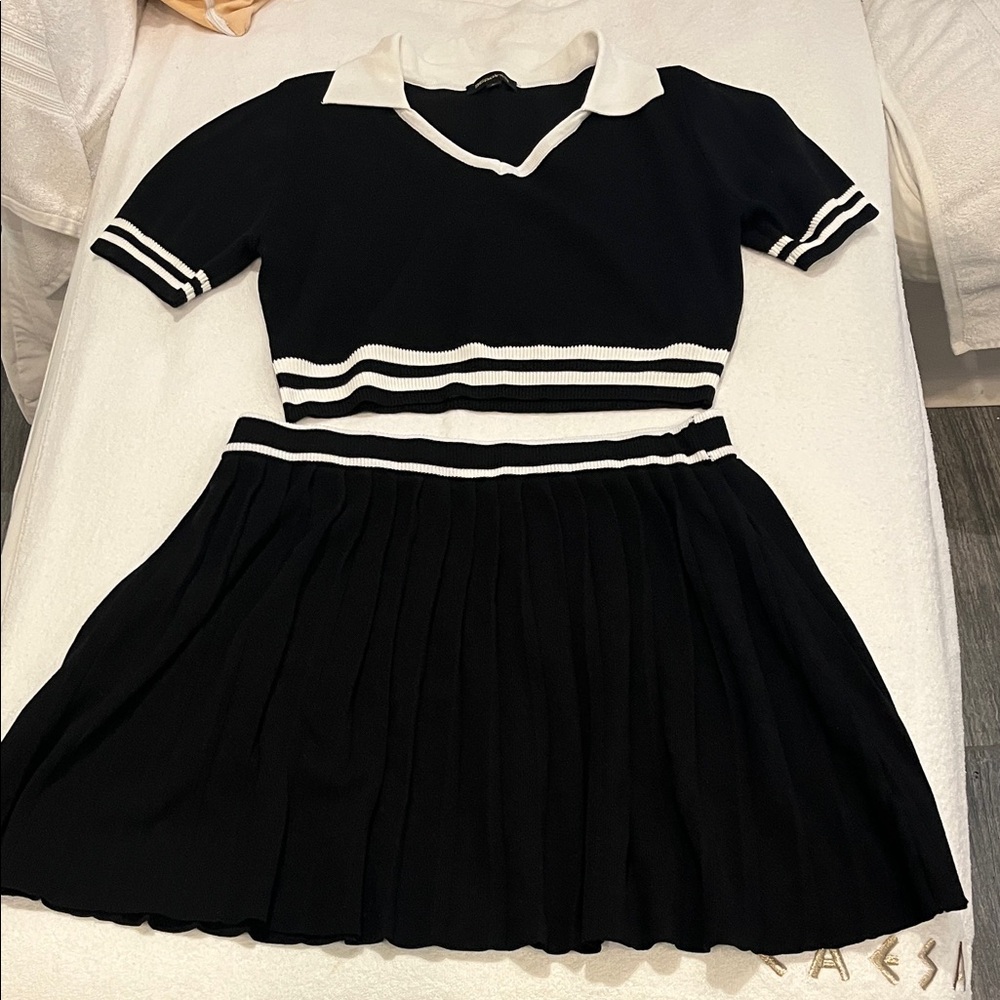 36 Point 5 Black & White Knit Two-Piece Dress Set